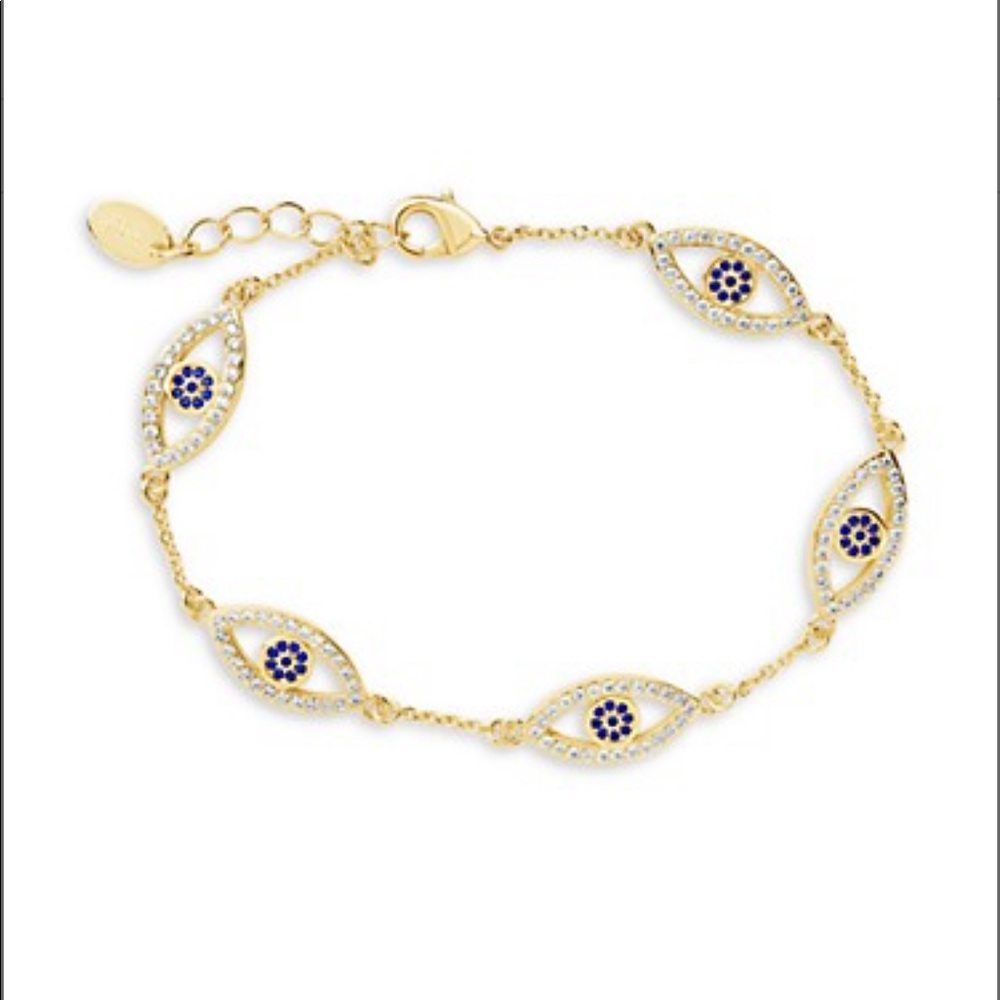 Sterling Forever Crystal Evil Eye Bracelet NWT Gold Brand New Amulet